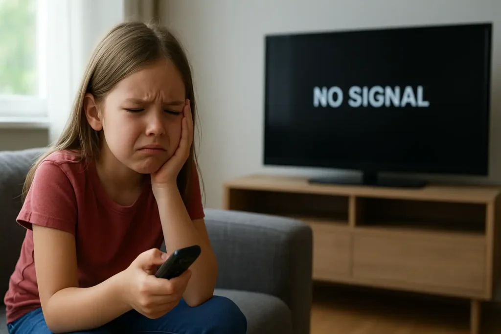 young girl, flat-screen TV